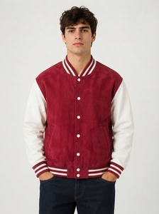 <b>Men's</b> Vintage Style Varsity Bomber <b>Jacket</b> Contrast Sleeve Ribbed Collar Cuffs Hem Casual Fashion Outerwear Waterproof Windproof - Product Image 5