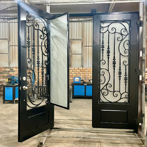 Puertas Frontales de Hierro Forjado Personalizadas con Vidrio Templado, Puertas de Entrada de Hierro Modernas para Diseño de Seguridad Exterior de Casas de Lujo - Product Image 3