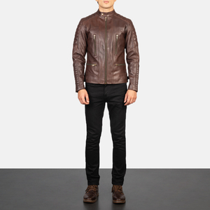 Best Selling Custom Men's Fashion Thin <b>Leather</b> <b>Jackets</b> High Quality Breathable Solid Color Fabric Stand Collar <b>jacket</b> for men - Product Image 6