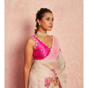 Vestido de noche de diseñador, hermoso sari con estampado floral para fiestas - Product Image 2