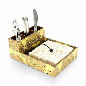 Porte-serviettes en bois imprimé émail, design minimaliste, rectangulaire, plusieurs compartiments, compatible lave-vaisselle, écologique - Product Image 3