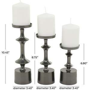 <b>Candlestick</b> Holder Set of 3 with <b>Silver</b> Finish Home Decoration Durable Metal Design - Product Image 3