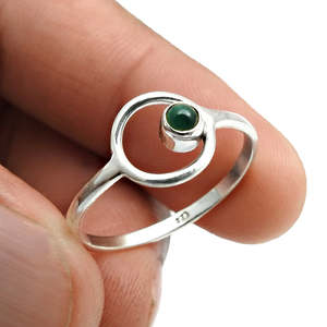 Natural Green Onyx Gemstone Bezel <b>Set</b> <b>Ring</b> 925 <b>Sterling</b> <b>Silver</b> Gemstone Jewelry Handmade Bohemian Style Jewelry For Girls - Product Image 3