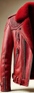 Blouson aviateur en cuir pour homme avec doublure en fausse fourrure et fermeture éclair - Product Image 2