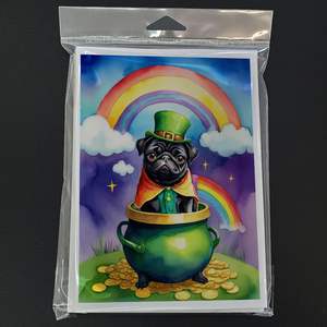 Whimsical A7 Tamaño 5x7 Tarjetas de nota en blanco Paquete de 8 tarjetas de felicitación del día de San Patricio con sobres con diseño de Pug - Product Image 3
