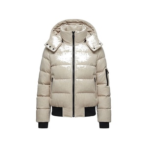 Hooded Quilted Waterproof <b>Bubble</b> Jacket Black Full Sleeve Winter Windproof Cotton Shell Knitted Fabric Polyester Filling Stand - Product Image 1
