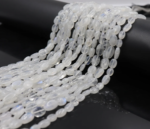 ลูกปัดมูนสโตนสีรุ้งธรรมชาติ 4x8 มม. รูปทรงวงรีเรียบ สำหรับทำเครื่องประดับ-สีขาวไฟ - Product Image 5