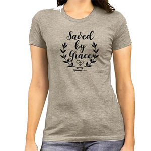 Camiseta de algodón cristiana con serigrafía personalizada para mujer, diseños de Jesús, camisetas gráficas personalizadas con cuello redondo, camisetas casuales. - Product Image 6