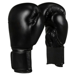 Gants de boxe en cuir PU à doigts entiers avec fermeture, respirants, anti-humidité, unisexes, pour l'entraînement des adultes, noirs - Product Image 1