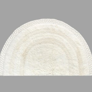 Half Circle Cotton Bath <b>Mat</b> Solid Color Non-Slip Rubber Backing Thick Tufted Modern Home Use White - Product Image 2