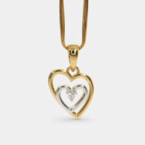 Collar con Colgante de Diamante Cultivado en Laboratorio de Dos Tonos y Doble Corazón - Product Image 1