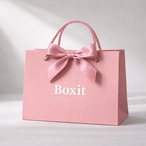 Sacs cadeaux en carton écologiques de luxe personnalisés avec poignée en ruban - Product Image 5