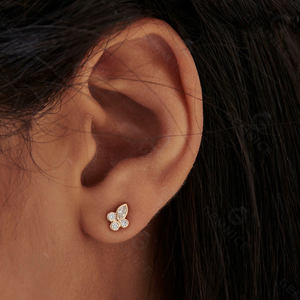 Pendientes de Diamantes Cultivados en Laboratorio, Corte Marquesa y Tres Redondos, en Oro, Oro Rosa, Oro Blanco o Plata, VVS VS D E F, para Mujer - Product Image 2