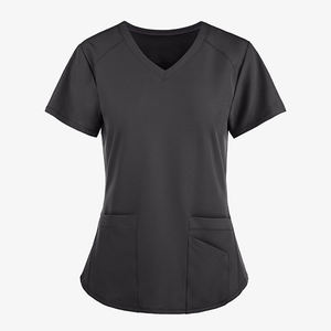 Women Medical Uniforms Woven Quick Dry Breathable Stretch <b>Scrubs</b> Sets Hospital Short Sleeve <b>Tops</b> Customizable High-quality - Product Image 1