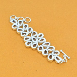 Pulsera de Plata de Ley 925 con Topacio Blanco, Joyería Bohemia Hecha a Mano con Piedras Preciosas, Pulsera para Mujer, Venta al por Mayor - Product Image 6