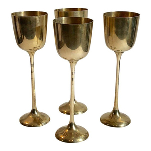Gobelets à vin vintage en laiton, coupes en métal faites à la main, style médiéval royal gothique, pour mariage, fête, bar, hôtel, décoration - Product Image 1