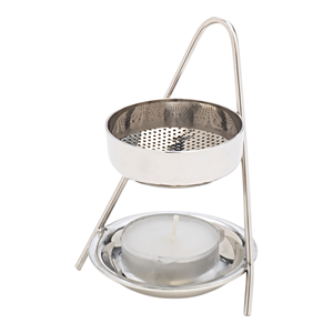 Brûleur d'encens artisanal en laiton avec support noir pour bougie chauffe-plat, encensoir pour encens, myrrhe, résine, décoration d'espace de méditation - Product Image 4