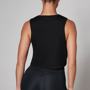 Top Deportivo Corto para Mujer, Diseño con Aberturas Laterales, Estampado Sólido, Cuello Redondo, Sin Mangas, para Entrenamiento y Ejercicio - Product Image 6