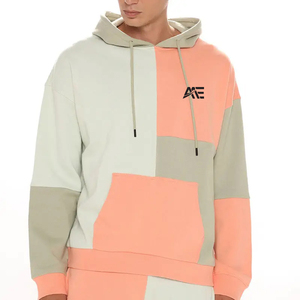 Men’s Cotton <b>Blend</b> Fleece Tracksuit | Color Block Pullover Hoodie & Jogger Set | OEM ODM Apparel Supplier - Product Image 3