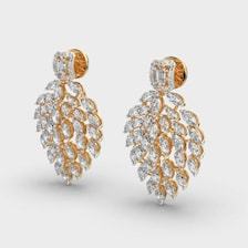 Boucles d'oreilles clous en or 14 carats avec émeraudes et diamants de laboratoire taille marquise 9 carats : Bijoux de mariée floraux - Product Image 4