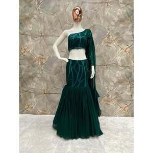 Conjunto Elegante de Lehenga Choli para Mujer, Estilo Moderno, para Fiestas - Product Image 3