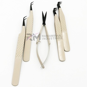 Pinzas para Pestañas RMI con Agarre de Diamante, Pinzas para Pestañas de Acero Inoxidable con Punta de Fibra Profesional para Extensiones de Pestañas, Color Beige - Product Image 4