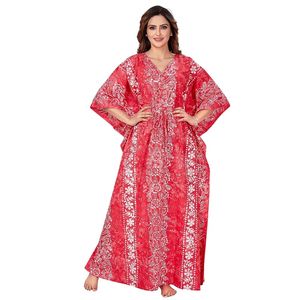 Women’s Pure Cotton Solid Maxi Kaftan Nighty Comfortable Loose Fit Lounge Wear Dress - Product Image 1
