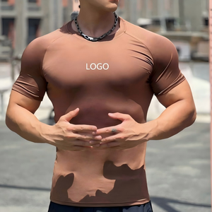 T-shirt de sport OEM personnalisé surdimensionné en coton et élasthanne, uni, ajusté pour l'entraînement, T-shirt de fitness musculaire personnalisé pour homme, coupe slim - Product Image 4