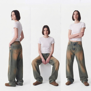 Pantalones Vaqueros de Mezclilla Vintage de Alta Calidad para Mujer, Cintura con Botones, Lavado a la Piedra, Estilo Urbano, Pantalones de Mezclilla Americanos - Product Image 4