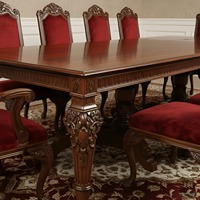 Ensemble de 10 chaises de salle à manger Denise, design antique européen, en bois massif, sculptées à la main, durables, avec dossier solide