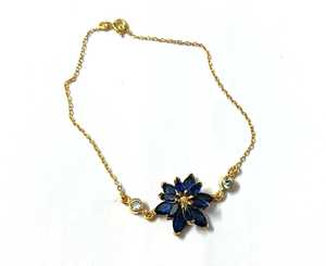 Blue Marquise Cut Sapphire Bracelet 925 Sterling Silver 14K Gold Plated Handmade Dainty Wedding Jewelry Gift - Product Image 5