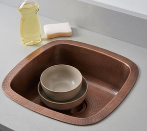 Évier de cuisine élégant en cuivre fait main, à encastrer, simple bac, carré, finition mate rustique, surface brossée, design unique - Product Image 3