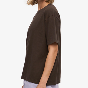 Camiseta de algodón con cuello redondo y hombros caídos para mujer, nuevo diseño 2025, estilo oversize, ropa urbana. - Product Image 2