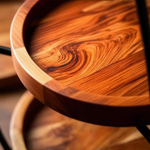Support à 3 niveaux en bois rond avec cadre en métal noir, présentoir décoratif pour la maison, la cuisine et le comptoir - Product Image 6