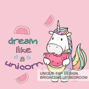 Queen Size Pink Unicorn Watermelon Duvet Cover Set 3-Piece Kids' Comforter Bedding - Product Image 3