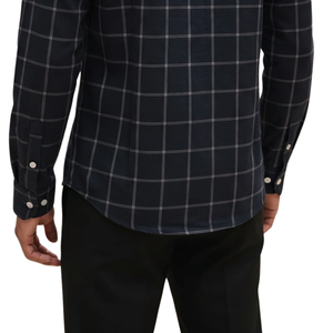 <b>Black</b> Navy Plaid Men Flannel Shirt Long Sleeve <b>Button</b> Down Checkered Casual Shirt Soft Brushed Fabric Outdoor Streetwear - Product Image 6