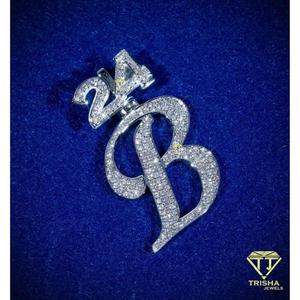 Luxury B 24 Letter Pendant Necklace Custom Number <b>Iced</b> <b>Out</b> moissanite Diamond Hip Hop <b>Chain</b> Fashion Jewelry Wholesale - Product Image 4