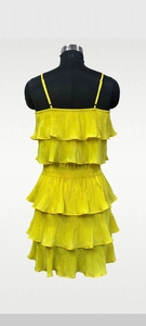 <b>Women's</b> <b>Yellow</b> Ruffle Strapless Tank <b>Top</b> Casual Chiffon Layered Sleeveless <b>Top</b> Solid Color Woven Fabric - Product Image 2