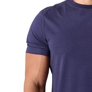 T-shirt de sport pour homme, violet foncé, coton premium, col rond, entraînement, fitness, vêtements de sport décontractés, haut tendance - Product Image 3