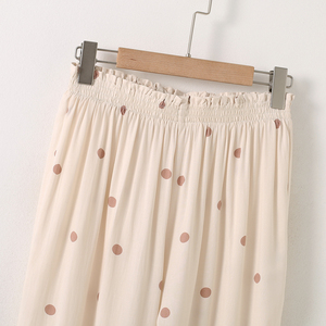 Robe de nuit pour femme personnalisée de haute qualité à prix abordable, pyjama, ensemble de nuit, taille élastique, motif uni, printemps, soie/coton - Product Image 5