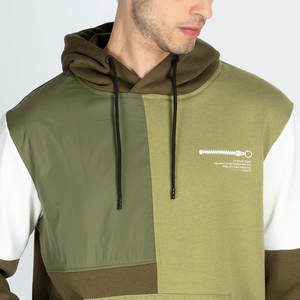 Sweat à capuche de sport respirant de qualité supérieure pour homme, design unique, couleur unie, style à panneaux personnalisés, en coton, coupe oversize - Product Image 6
