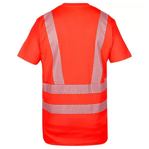 เสื้อยืดสีส้มสะท้อนแสงสำหรับผู้ชาย แห้งเร็ว ผลิตจากโพลีเอสเตอร์ ชุดทำงานแบบมองเห็นได้ชัดเจน พิมพ์ลายดิจิทัล รับผลิตแบบ ODM - Product Image 4