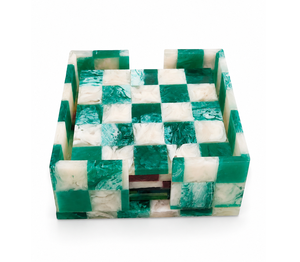 5Pcs Handmade Resin <b>Coaster</b> Set with Holder, Colorful Checkered Drink <b>Coasters</b>, Wholesale <b>Table</b> Decor Home Gift - Product Image 3
