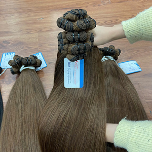 Extensiones de cabello de 24 pulgadas con doble trama, color marrón chocolate, cabello humano de Vietnam, sin desprendimiento ni enredos. - Product Image 5