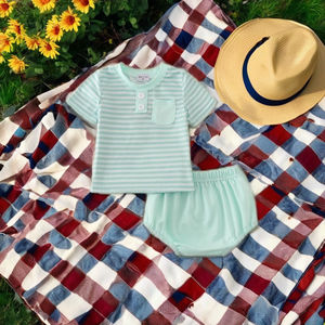 Juego de bombachos de algodón suave con rayas de menta para niños, comodidad diaria y estilo para los más pequeños - Product Image 5