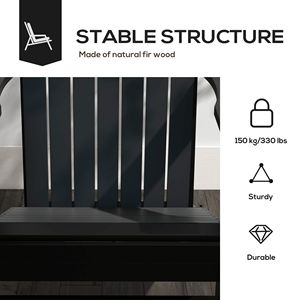 Sedia Adirondack Moderna per Patio, Giardino, Prato - Capacità 330 Libbre, Nera con Portabicchieri - Product Image 6