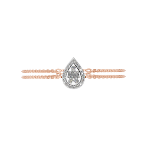 Elegante pulsera de oro rosa sólido para mujer, Baguette de doble fila, diamantes en forma de pera, chapado en oro de 14K y 18K para fiestas de aniversario - Product Image 6