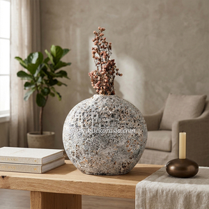 <b>Handmade</b> Grey Rustic Ceramic Vase Collection Decorative <b>Pottery</b> Flower Vase for Home Decoration - Product Image 2