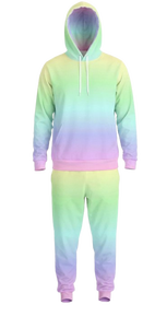 Unisex Loose Gradient Hoodie <b>Set</b> 2 Piece Tracksuit Jogger Sweatpants Casual Sweatshirt Outfit Autumn <b>Tie</b> <b>Dye</b> Breathable Fleece - Product Image 5