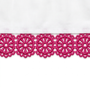 Encaje Guipur Floral Rosa Oscuro de 10 mm, Adorno de Lujo Ecológico 100% Poliéster, 20 Metros, para Accesorios para el Cabello, Costura y Manualidades - Product Image 1
